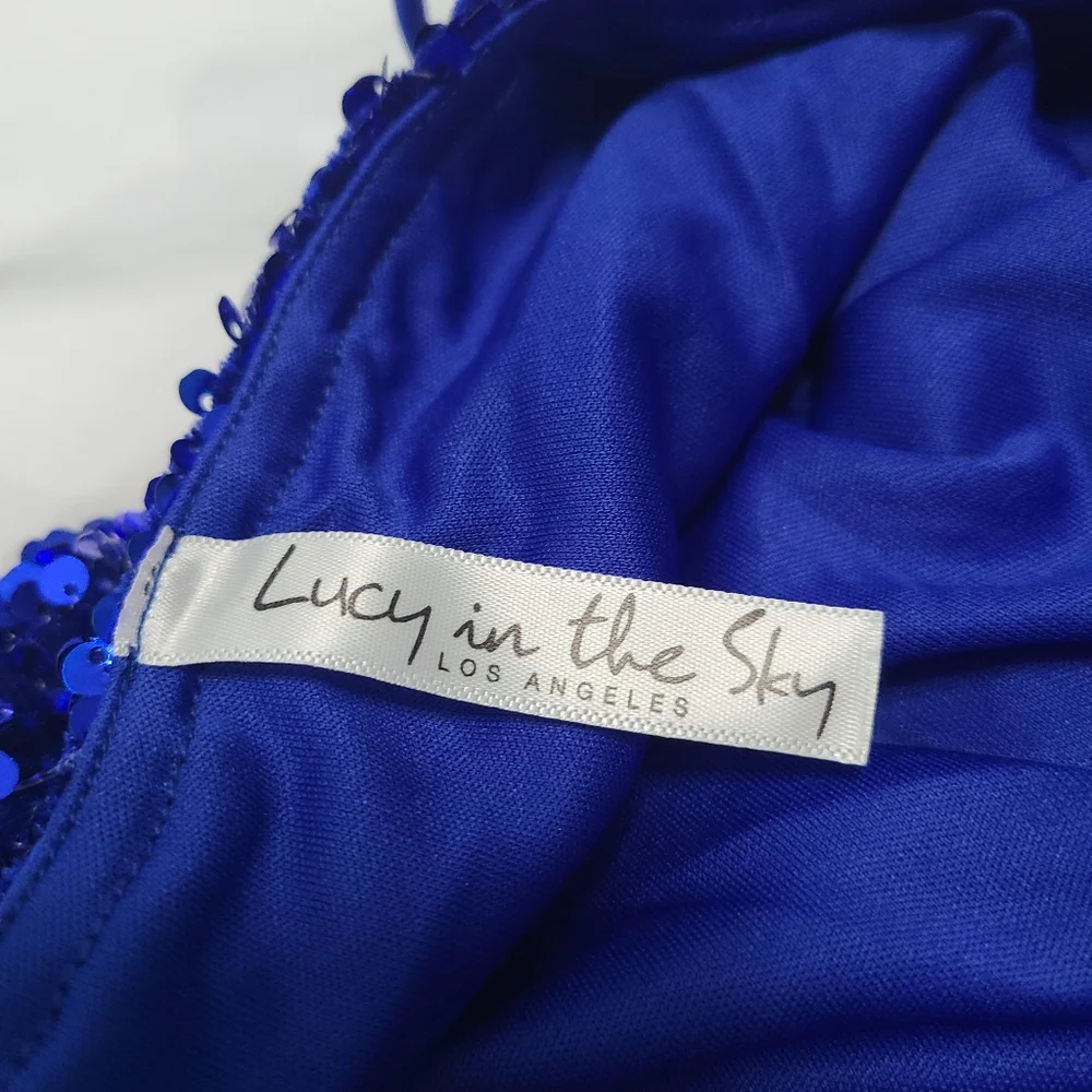 Lucy in the Sky Bodycon Sequin Dress in Royal Blue Size‎ Large